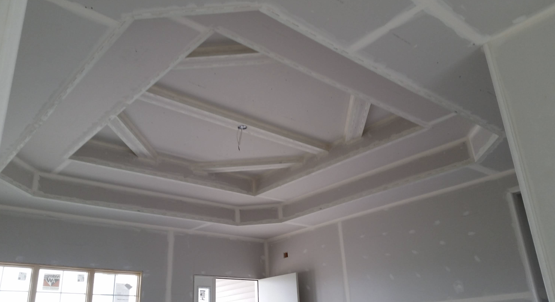 Custom coffered drywall ceiling detail